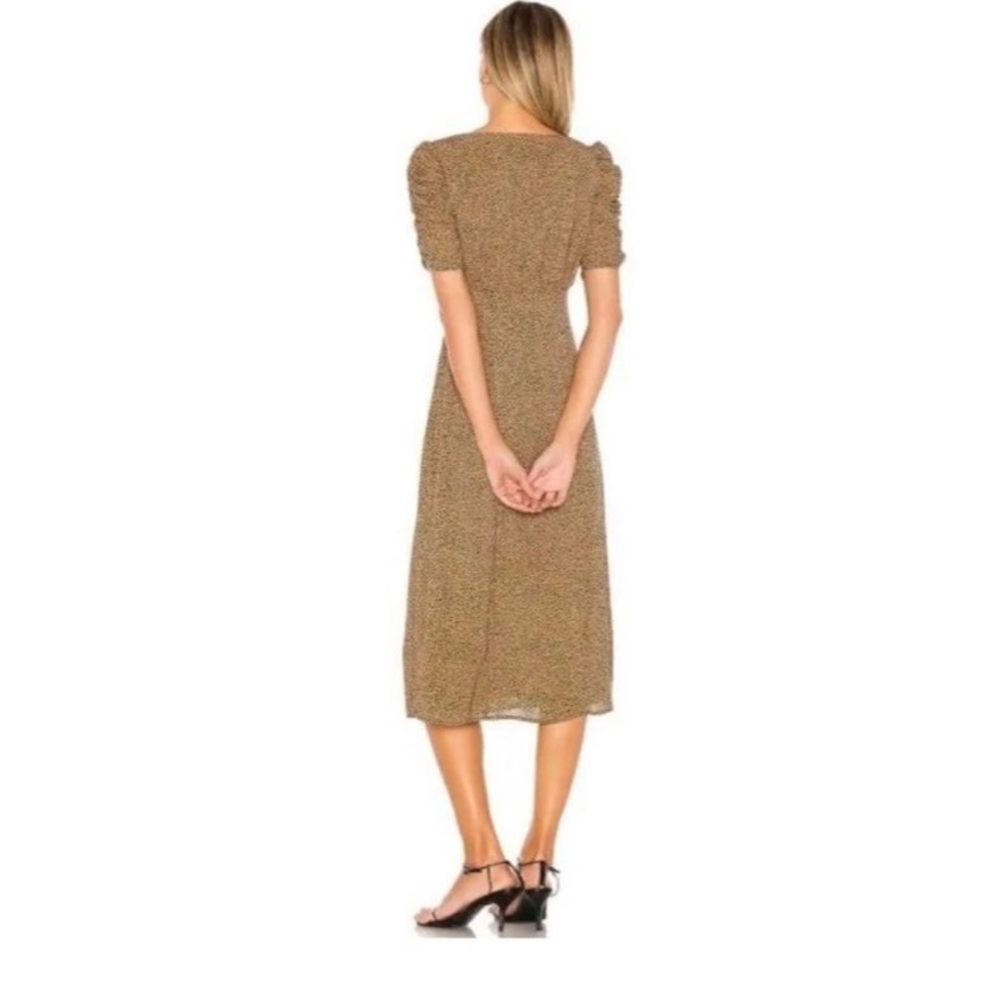 MAJORELLE Brown Printed Puff-Sleeve Midi‎ Dress - Picture 2 of 10